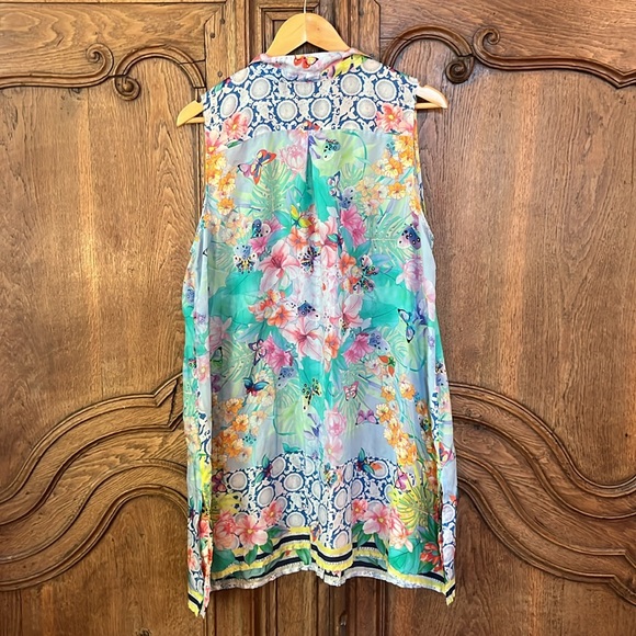Johnny Was Cozumel Xanthe Printed Sleeveless Silk Tunic - Picture 8 of 10